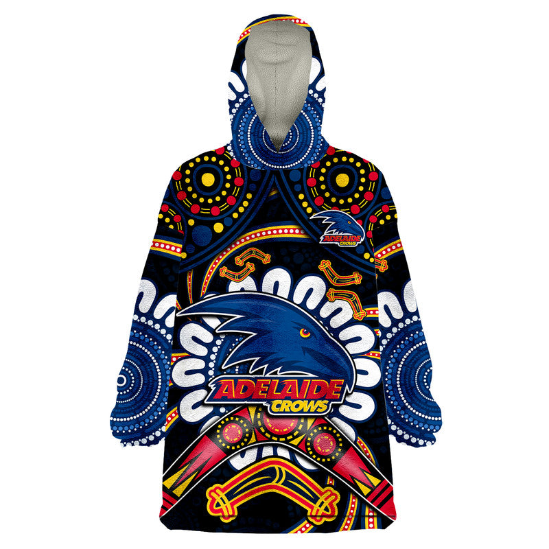 custom-personalised-adelaide-crows-football-wearable-blanket-hoodie-boomerang-indigenous-dots