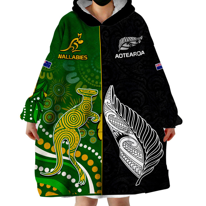 custom-personalised-aotearoa-rugby-all-black-combine-australia-wallabies-wearable-blanket-hoodie-aboriginal-kangaroo-and-maori-fern