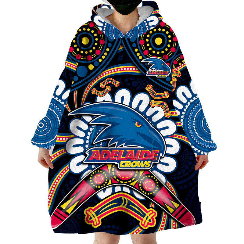 custom-personalised-adelaide-crows-football-wearable-blanket-hoodie-boomerang-indigenous-dots