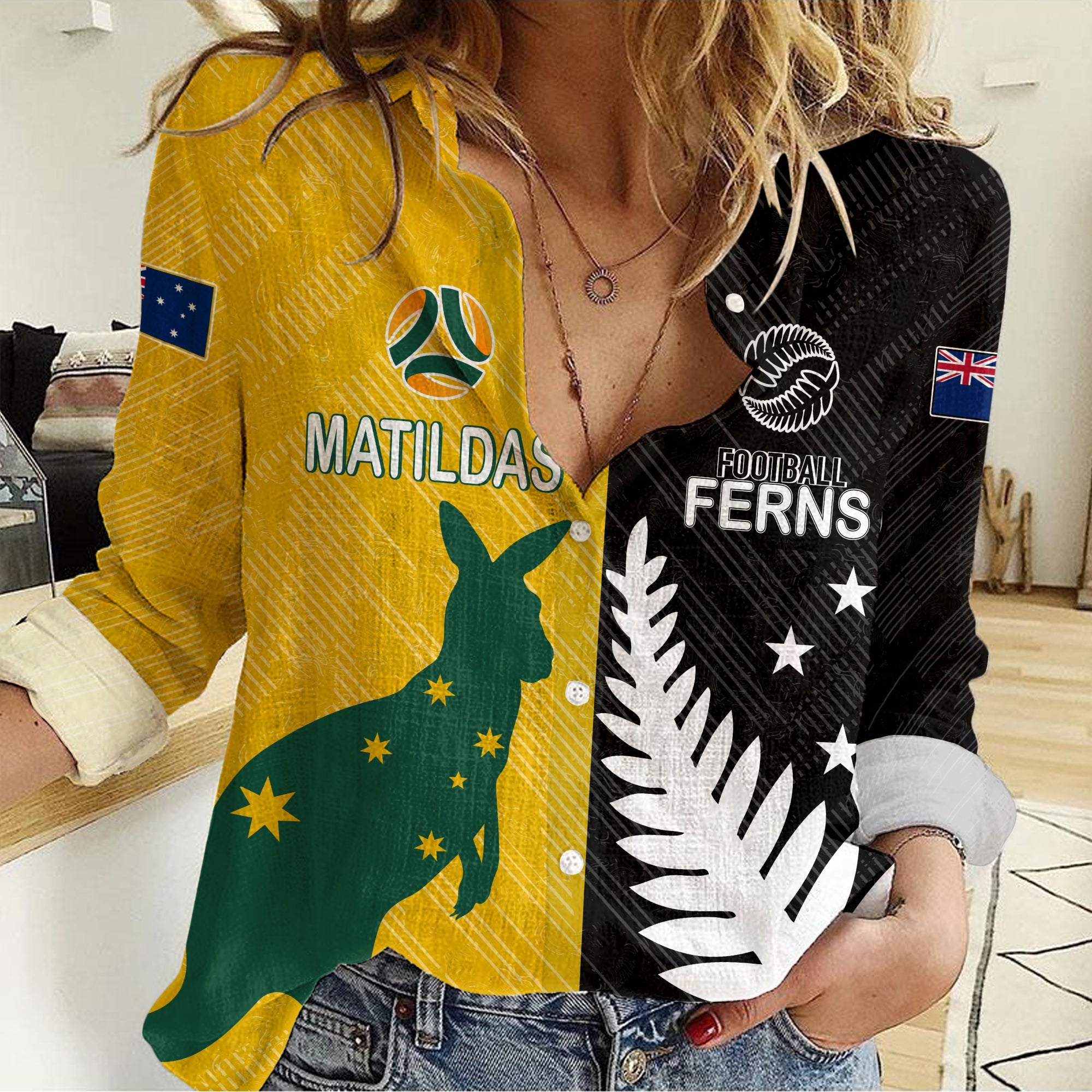 australia-matildas-mix-new-zealand-ferns-world-cup-women-casual-shirt