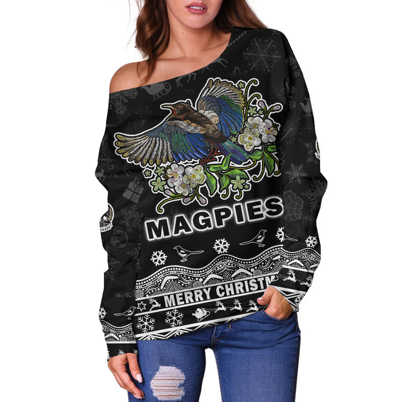 custom-personalised-and-number-collingwood-pies-unique-winter-season-women-off-shoulder-sweater-magpies-merry-christmas