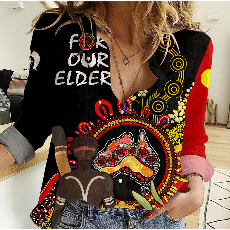 custom-personalised-naidoc-2023-indigenous-women-casual-shirt-australia-map-with-golden-wattle