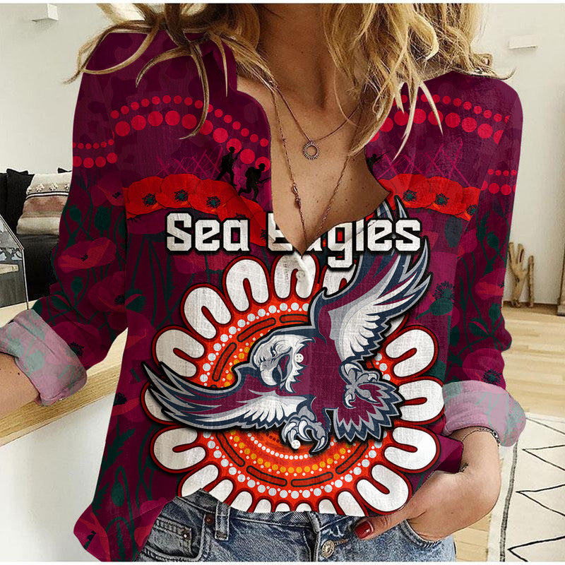 sea-eagles-rugby-anzac-women-casual-shirt-camouflage-poppy