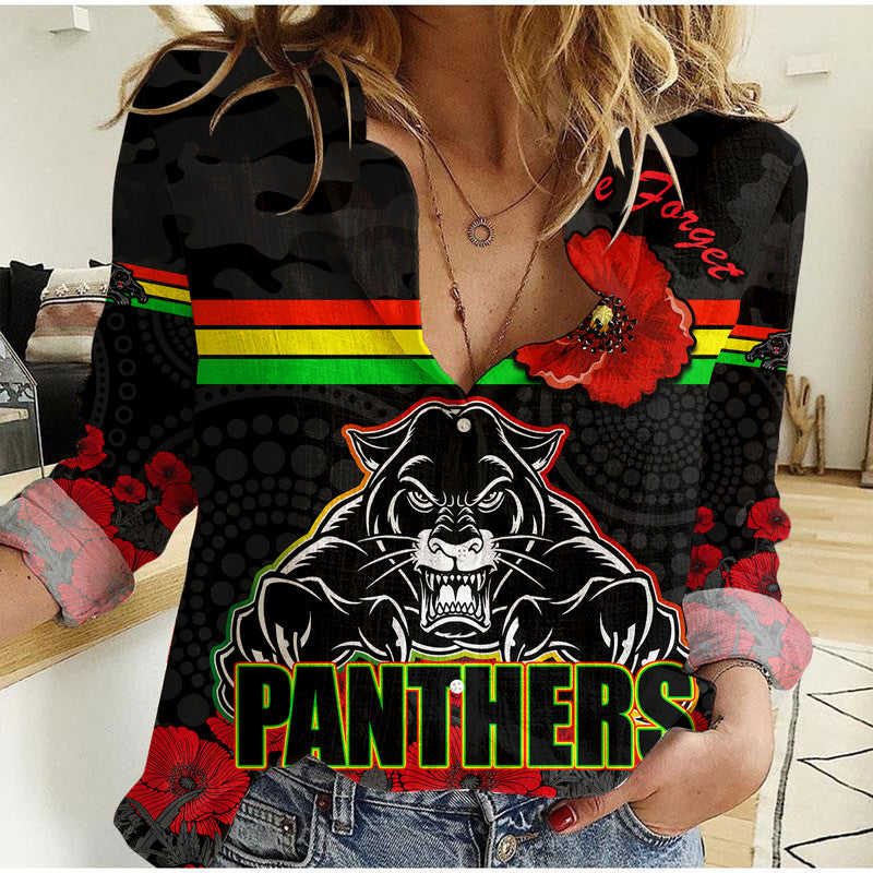 custom-personalised-panthers-rugby-anzac-women-casual-shirt-angry-panther-camouflage-with-poppy