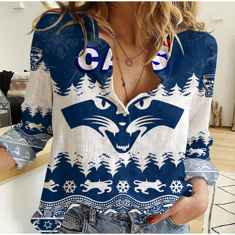 custom-personalised-and-number-geelong-cats-unique-winter-season-women-casual-shirt-cats-merry-christmas