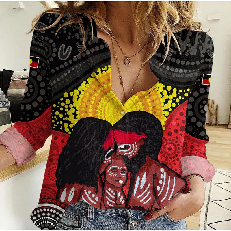 custom-personalised-australia-indigenous-aboriginal-family-women-casual-shirt