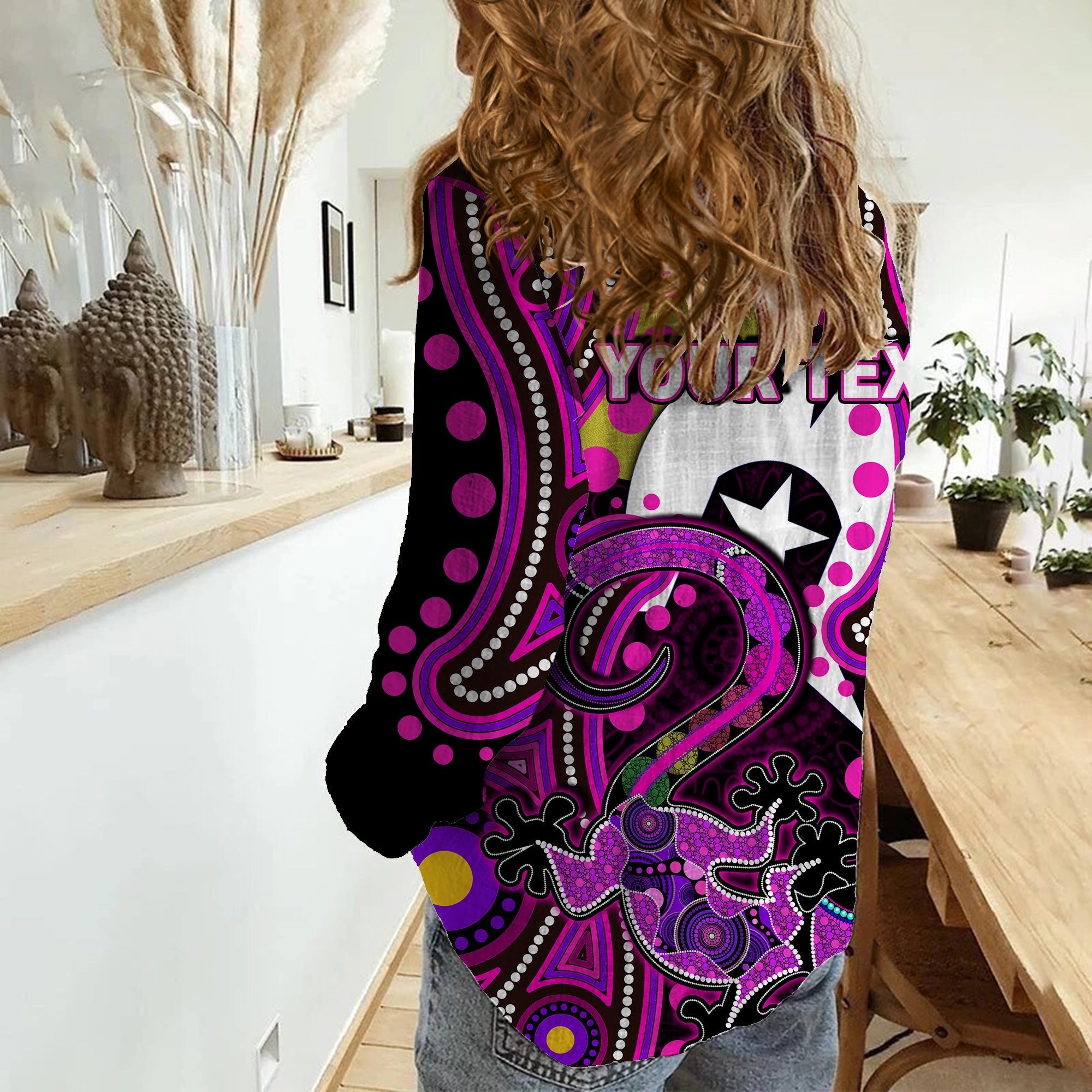 (Custom Personalised) NAIDOC Aboriginal Lizard Casual Shirt Pink Style LT6