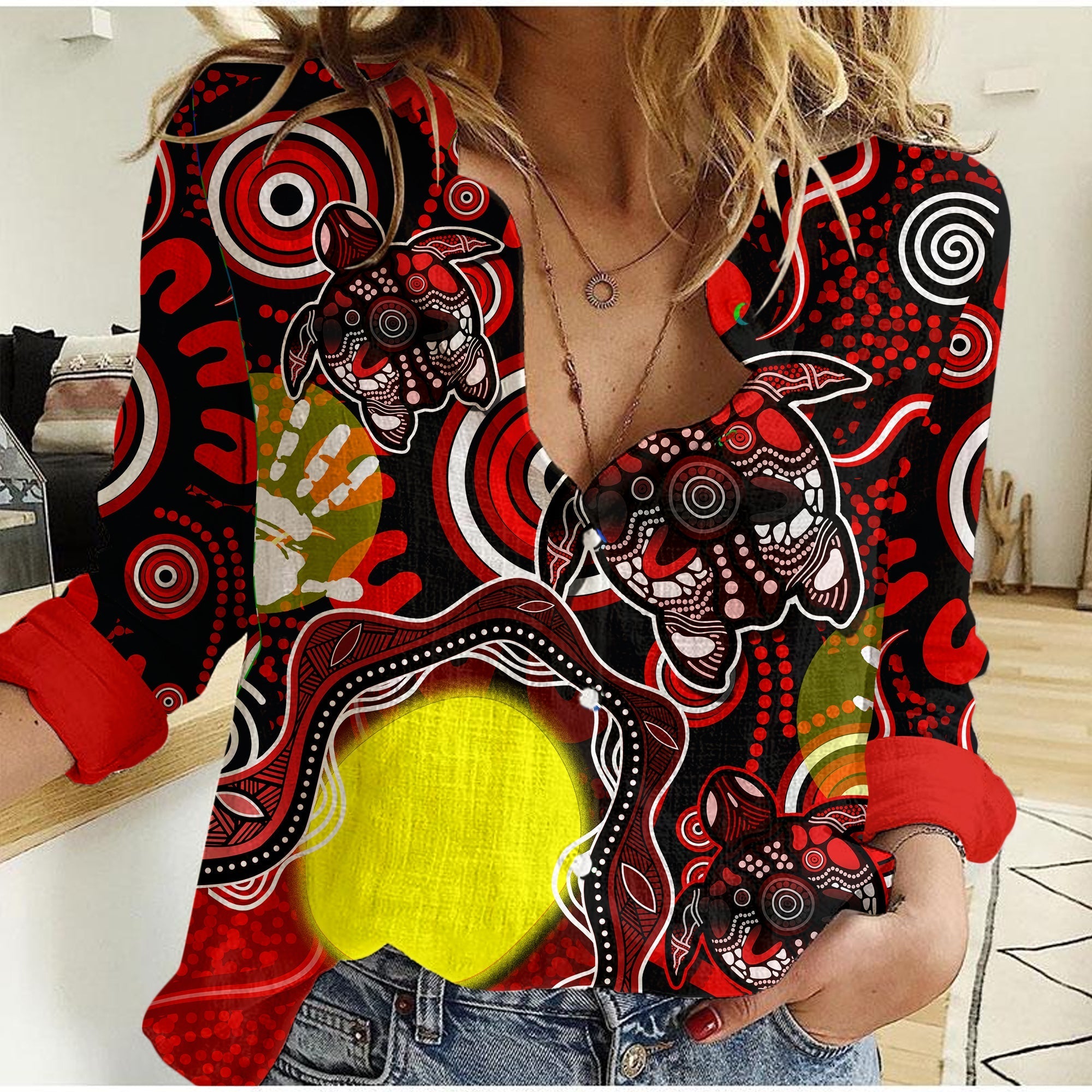 Aboriginal Flag NAIDOC Turtle Casual Shirt