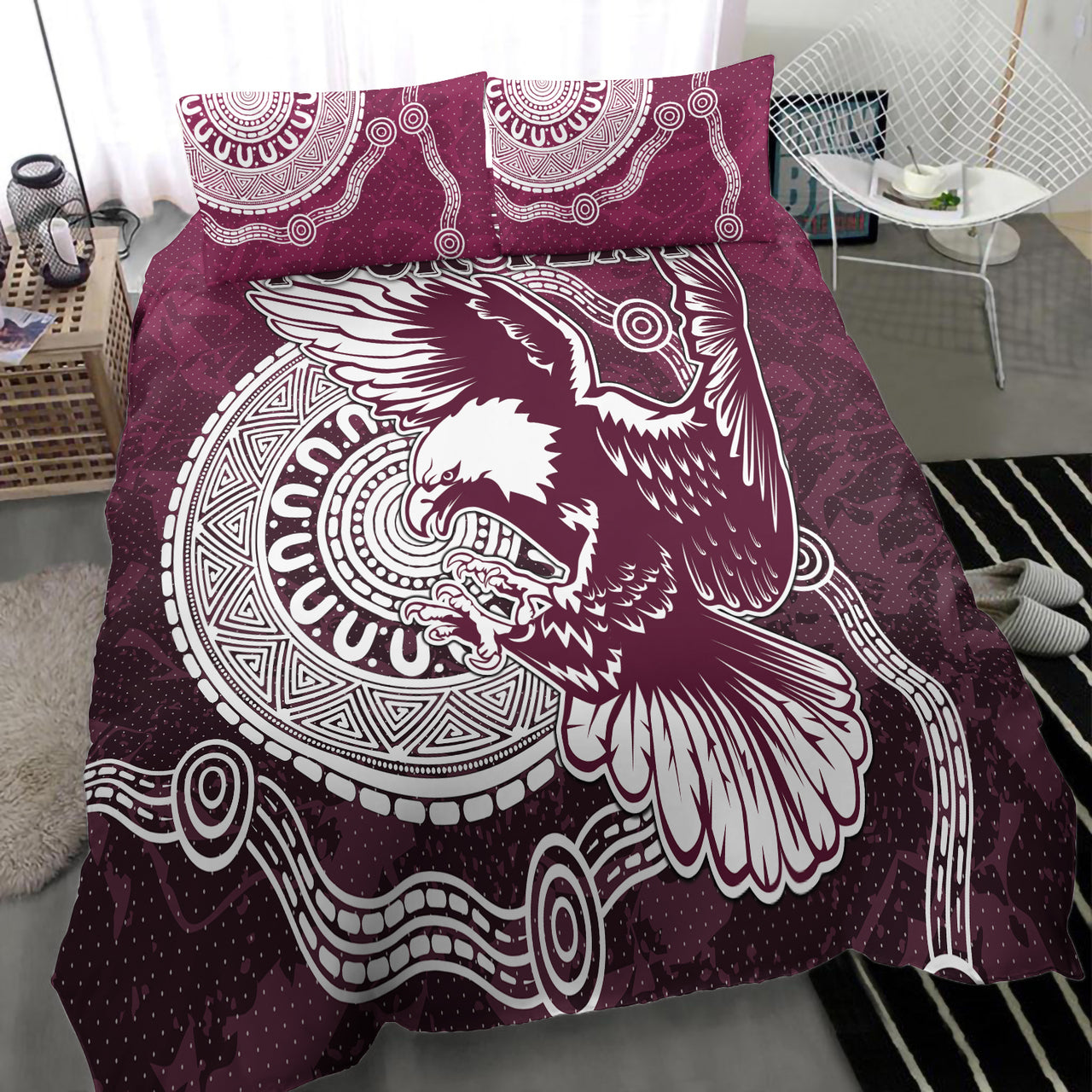 sea-eagles-rugby-bedding-set-custom-super-eagles-bedding-set