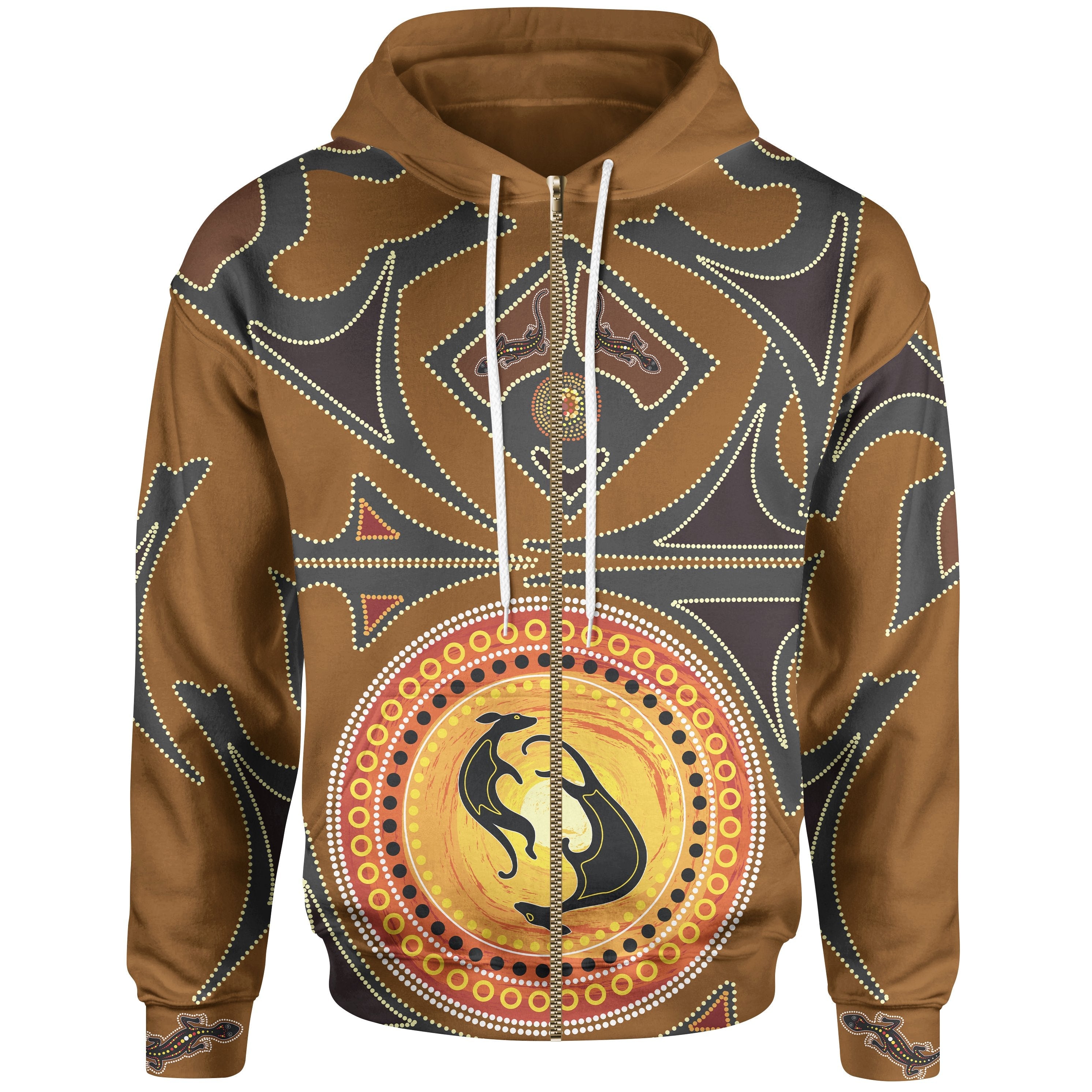 zip-up-hoodie-lizard-kangaroo-patterns-dot-painting-art