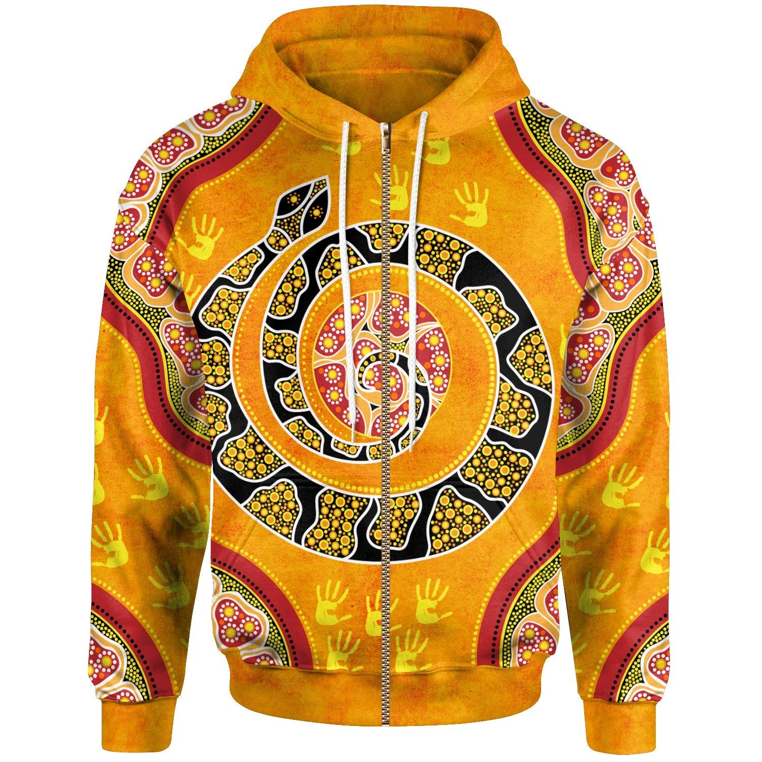 Zip Hoodie - Aboriginal Unique Style Snake Orange Color 2021