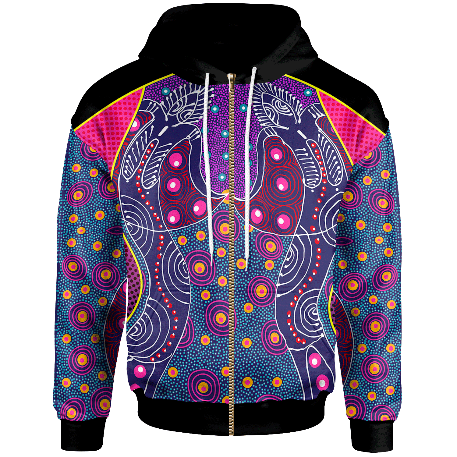 Zip-Up Hoodie - Aboriginal Sublimation Dot Pattern Style (Violet)