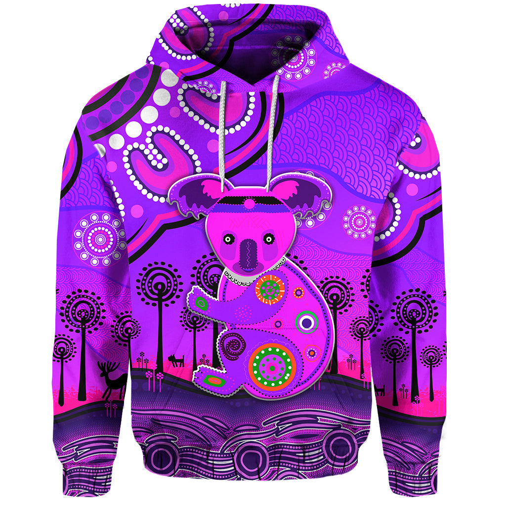 custom-personalised-aboriginal-art-koala-hoodie-indigenous-unique-vibes-purple