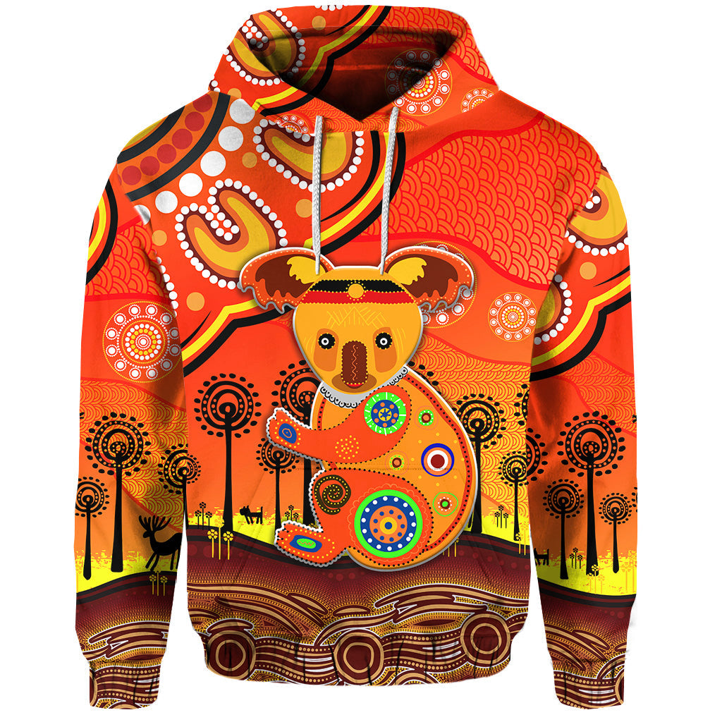 custom-personalised-aboriginal-art-koala-hoodie-indigenous-unique-vibes-orange