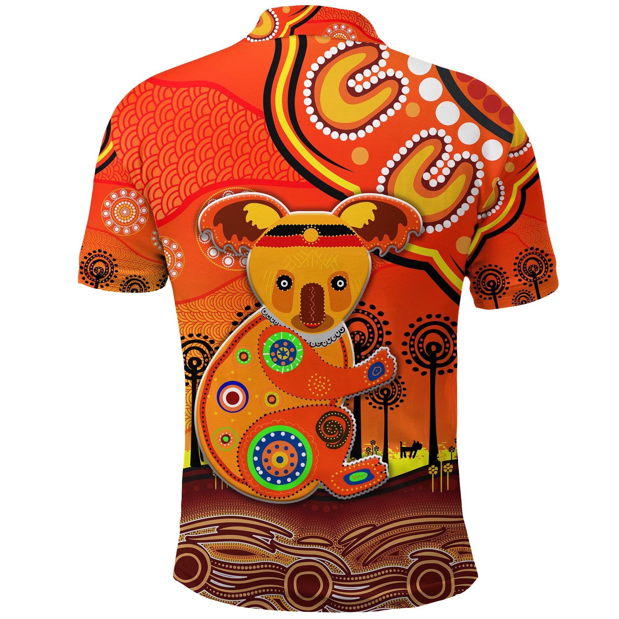 aboriginal-art-koala-polo-shirt-indigenous-unique-vibes-orange