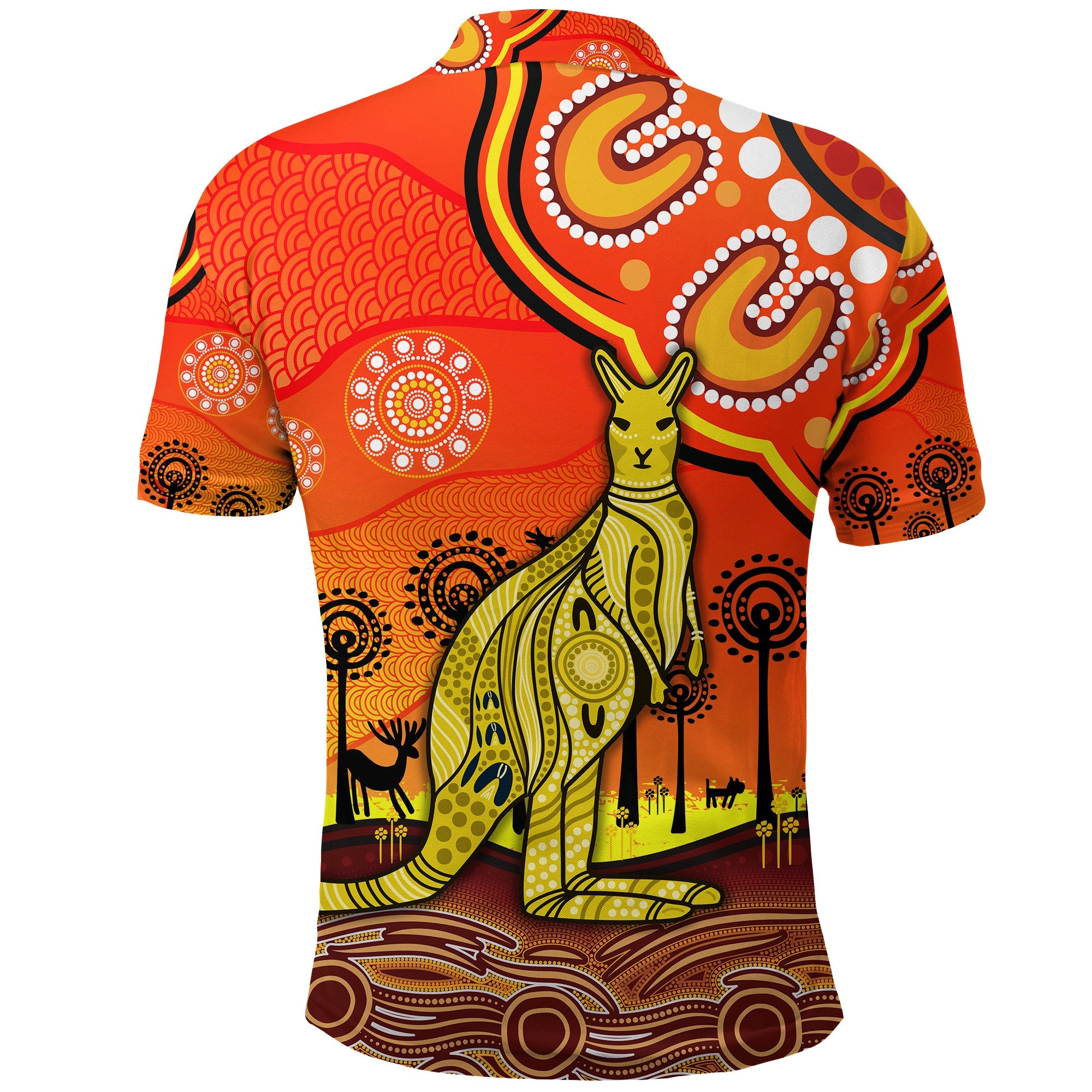 aboriginal-art-kangaroo-polo-shirt-indigenous-unique-vibes-orange