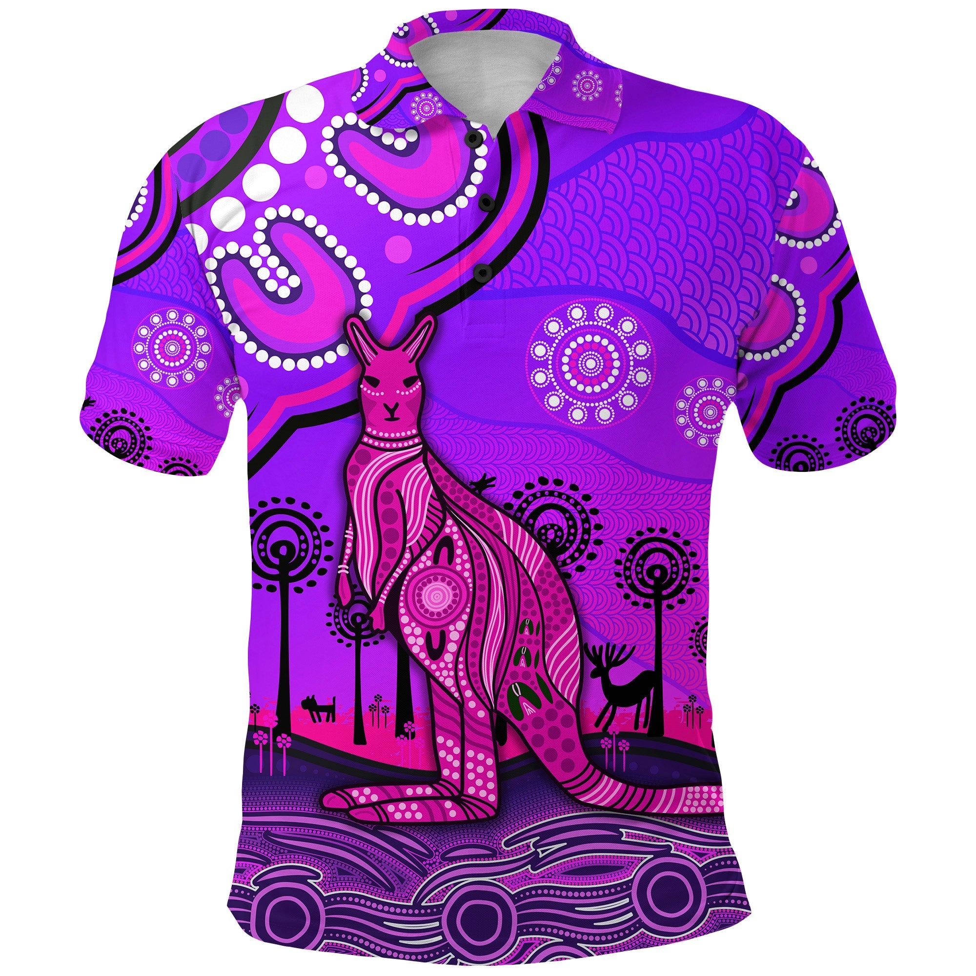 custom-personalised-aboriginal-art-kangaroo-polo-shirt-indigenous-unique-vibes-purple