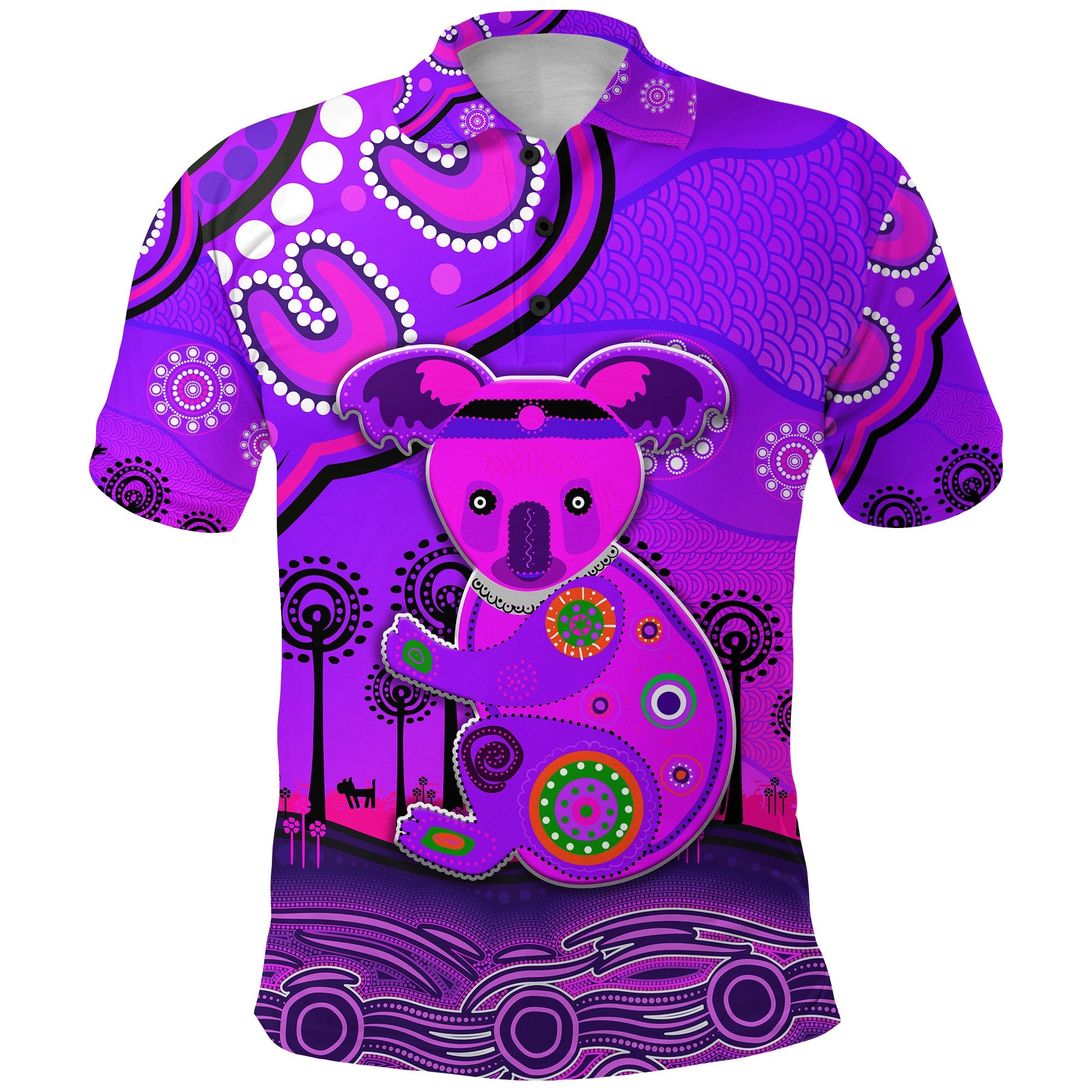 aboriginal-art-koala-polo-shirt-indigenous-unique-vibes-purple