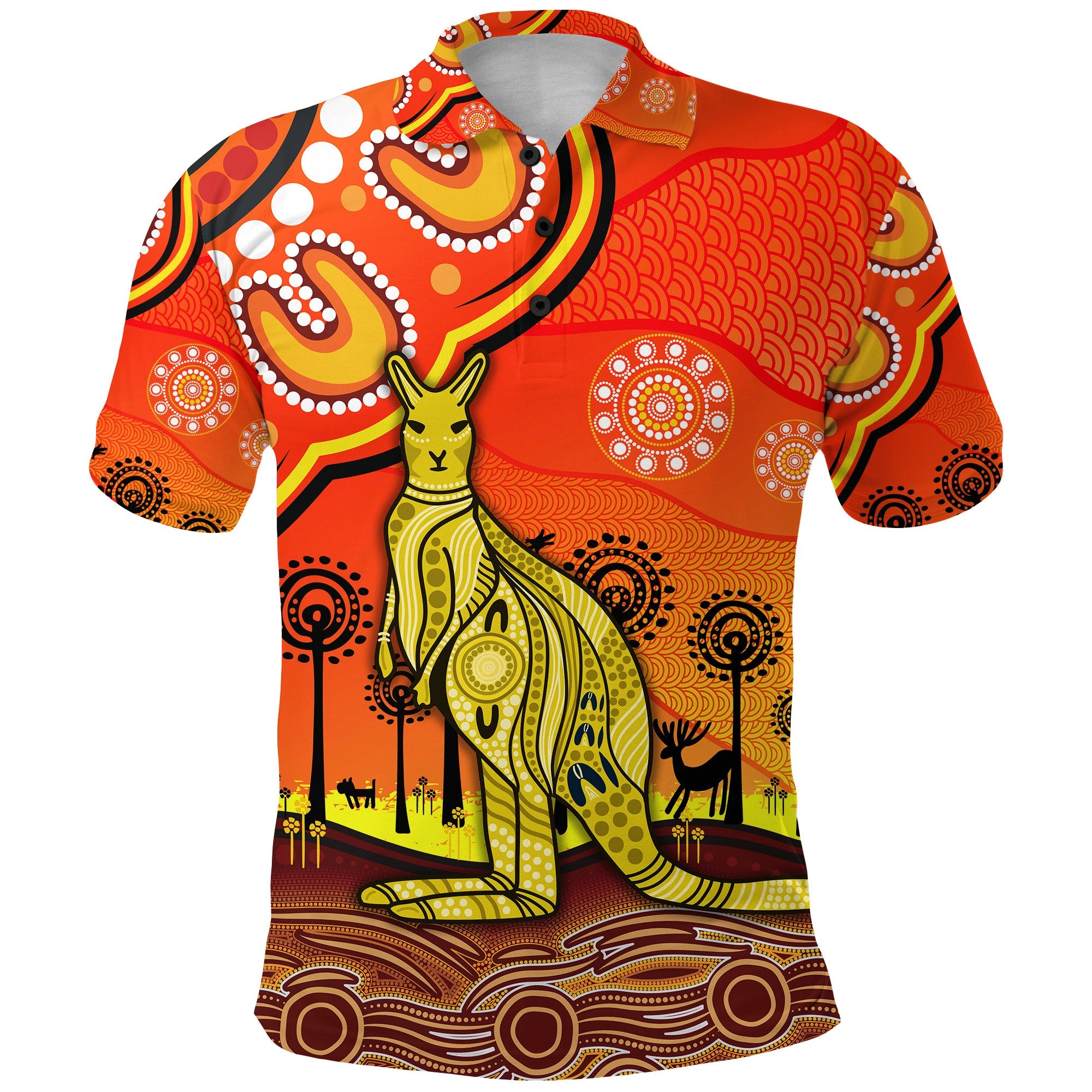 aboriginal-art-kangaroo-polo-shirt-indigenous-unique-vibes-orange