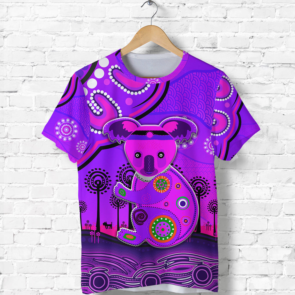 custom-personalised-aboriginal-art-koala-t-shirt-indigenous-unique-vibes-purple