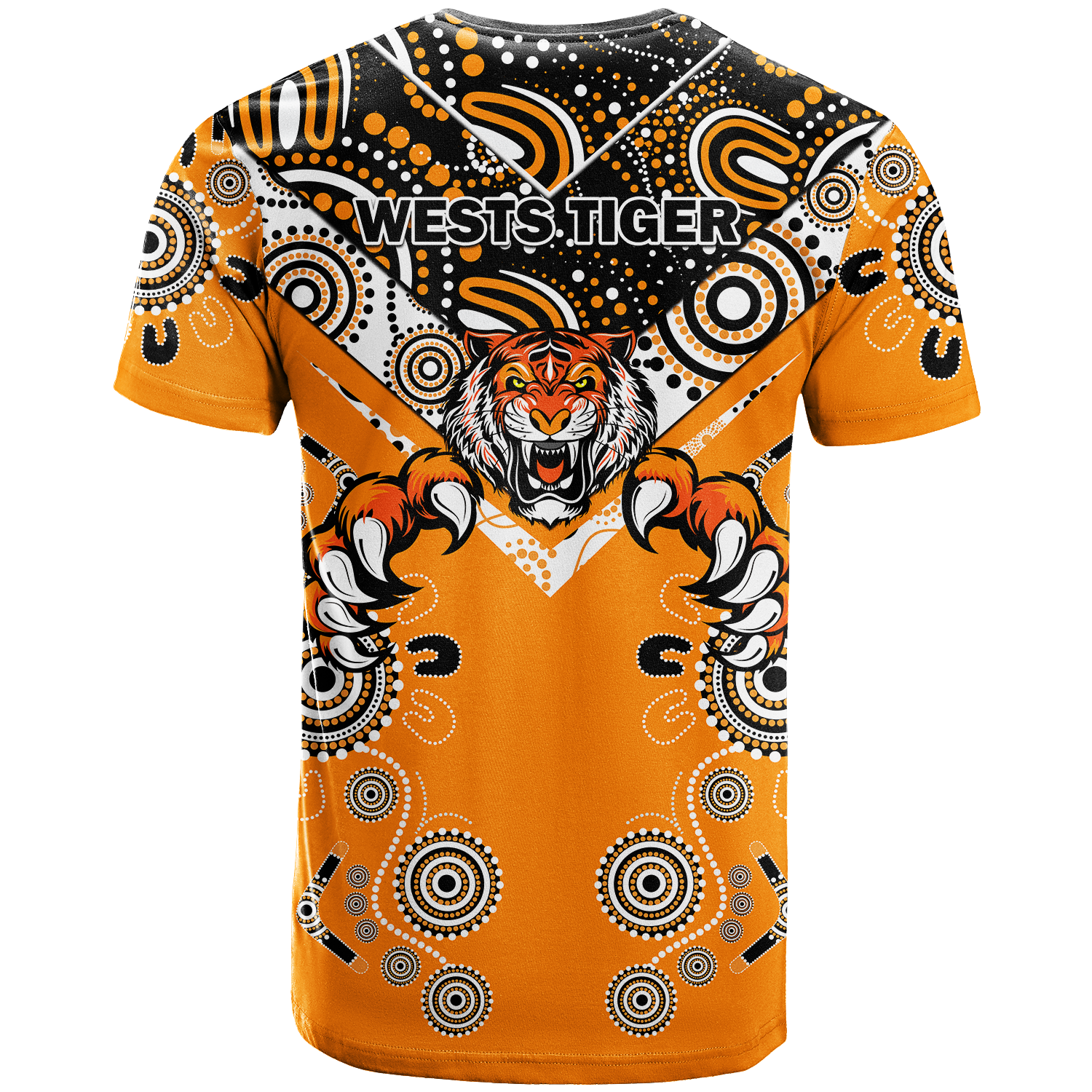 Wests Tiger Rugby Aboriginal Pattern T Shirt - LT2