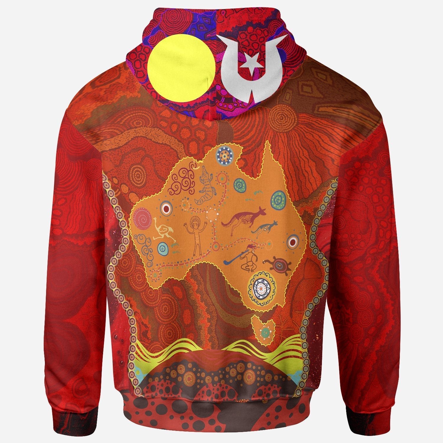 hoodie-aboriginal-red-dot-pattern-naidoc-week-unisex