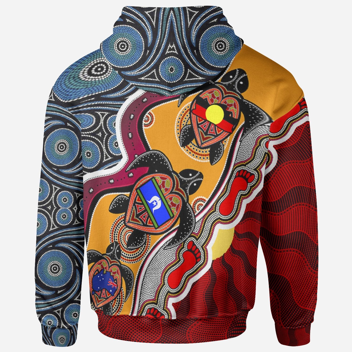 [Custom] Hoodie - Australia Aboriginal Dots With Turtle and NAIDOC Flags