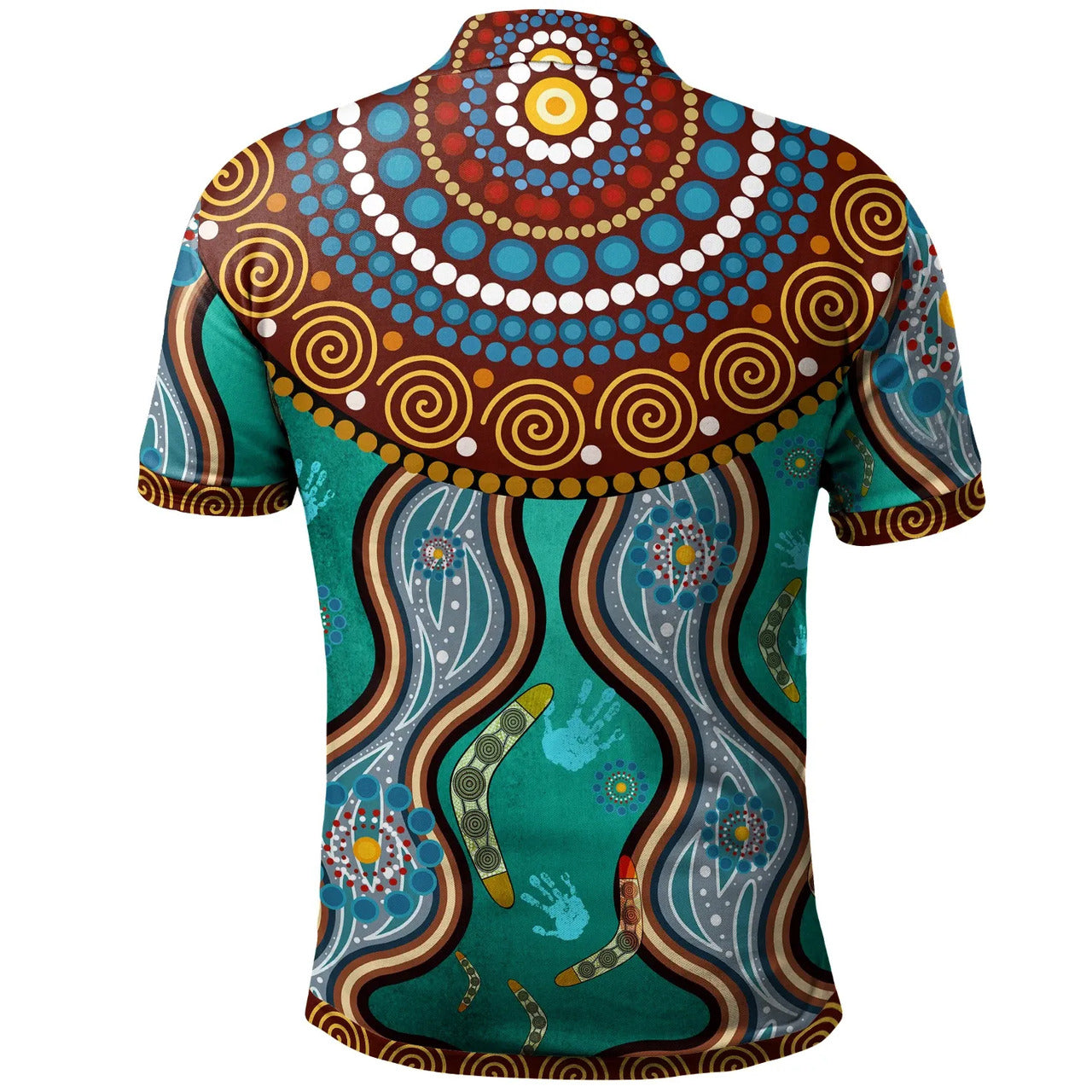 [Port Augusta] Australia Aboriginal Inspired Polo Shirt - Boomerang With Dot Painting