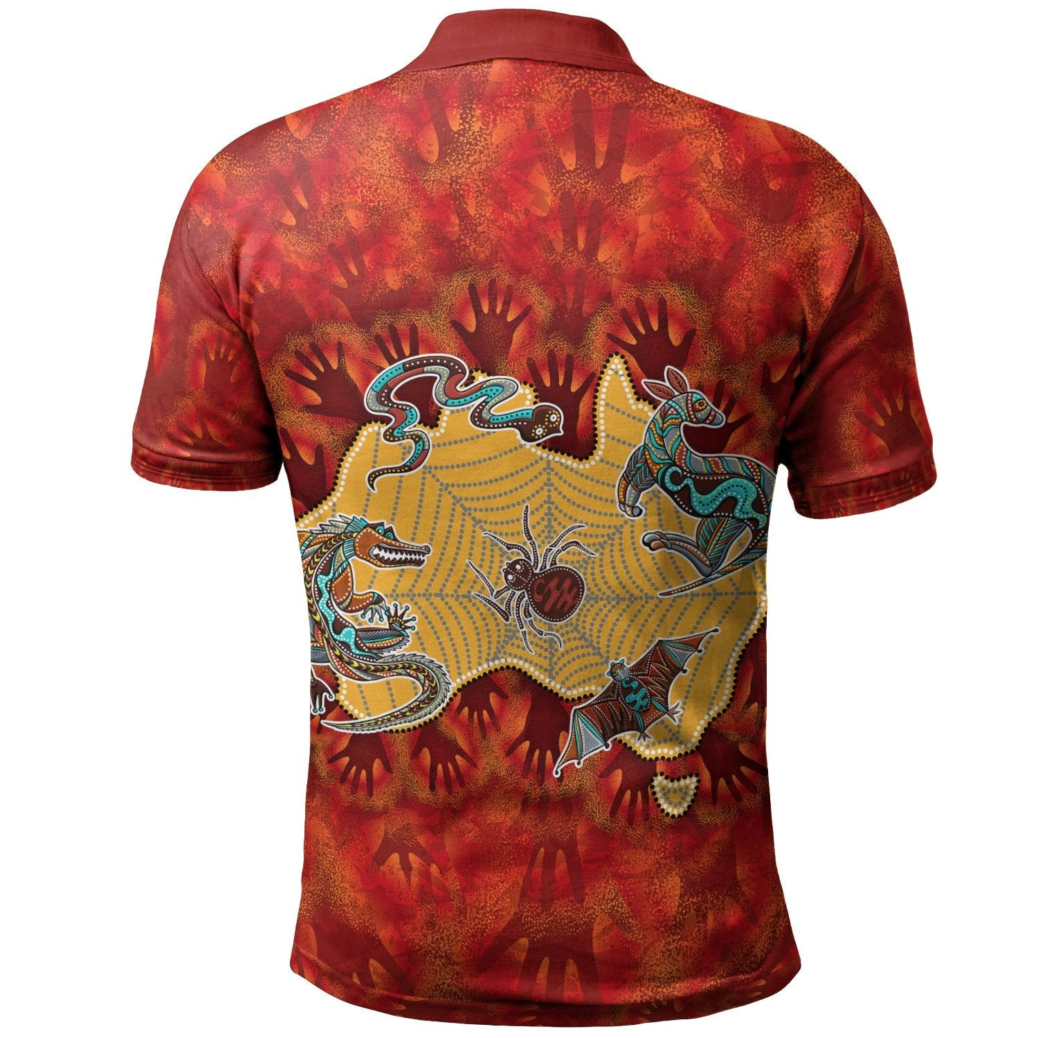 aboriginal-polo-shirts-australia-map-hand-patterns-spider-web