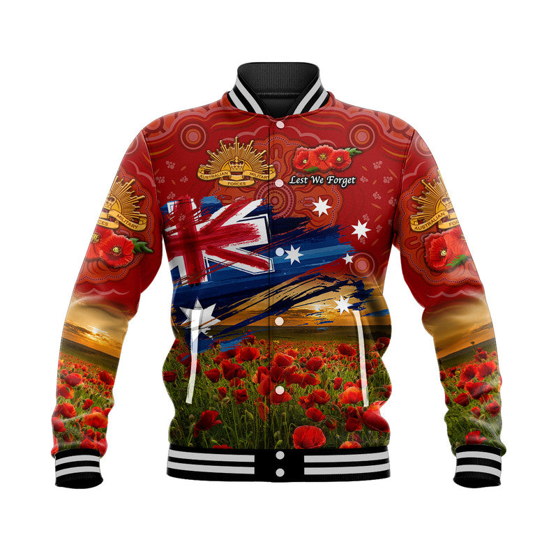 custom-personalised-australia-aboriginal-anzac-baseball-jacket-poppy-vibes-red