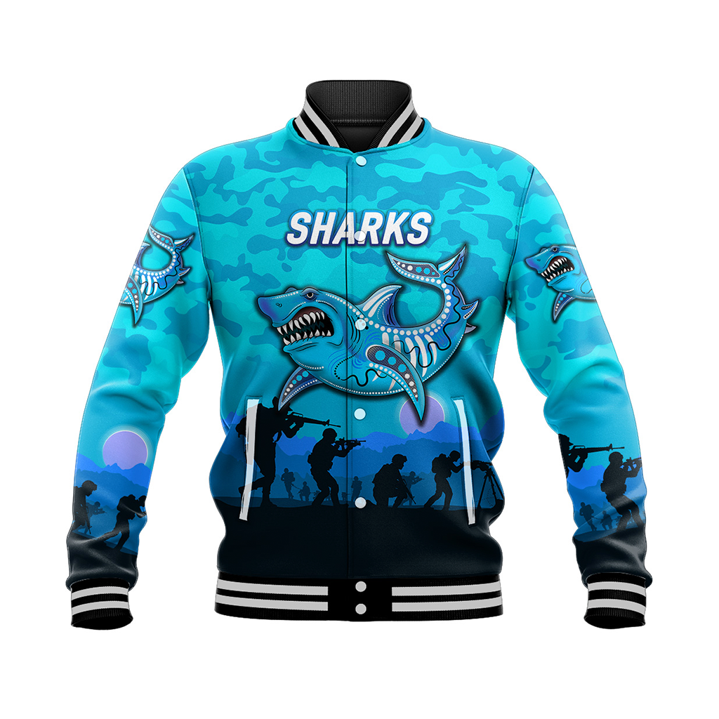 cronulla-sutherland-sharks-anzac-2022-baseball-jacket-simple-style-blue