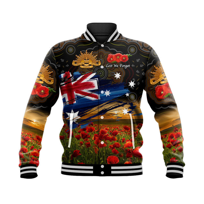 custom-personalised-australia-aboriginal-anzac-baseball-jacket-poppy-vibes-black