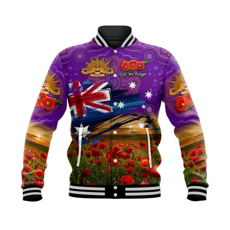 custom-personalised-australia-aboriginal-anzac-baseball-jacket-poppy-vibes-purple