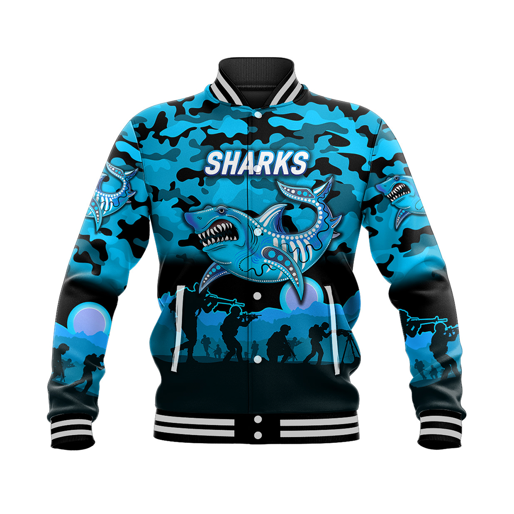 cronulla-sutherland-sharks-anzac-2022-baseball-jacket-simple-style-black