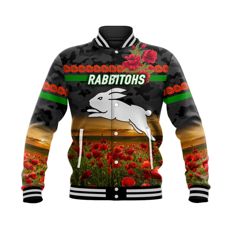 custom-personalised-south-sydney-rabbitohs-anzac-2022-baseball-jacket-poppy-flowers-vibes-black