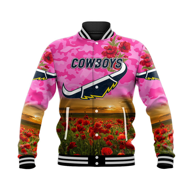 custom-personalised-north-queensland-cowboys-anzac-2022-baseball-jacket-poppy-flowers-vibes-pink