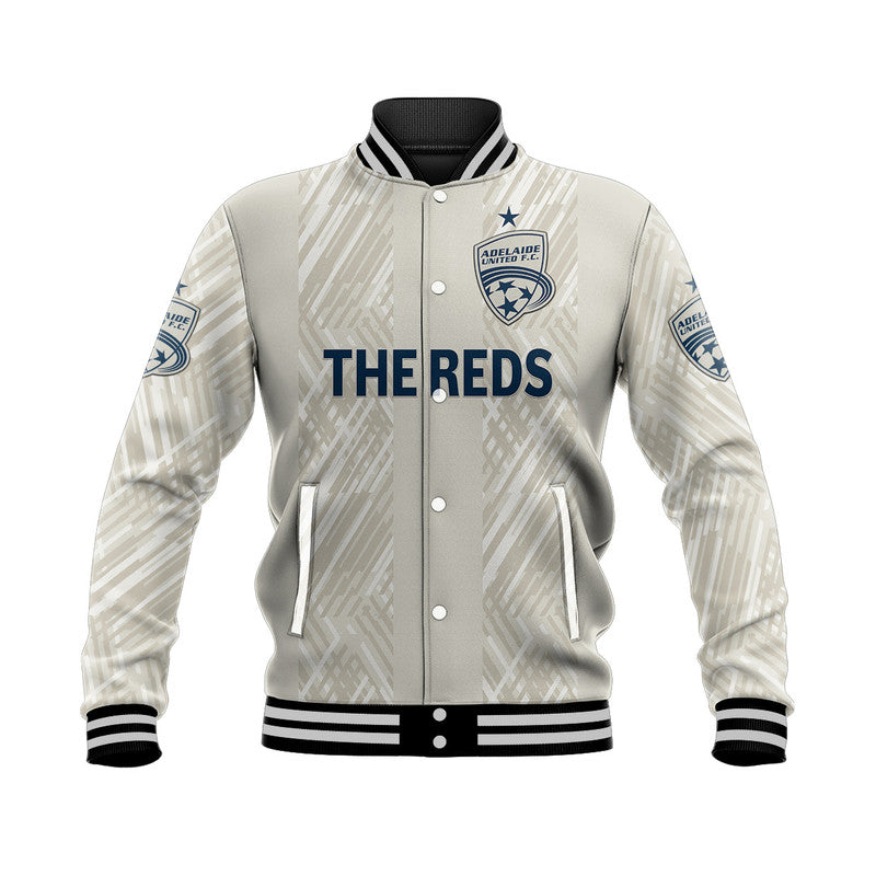 custom-personalised-adelaide-united-the-reds-baseball-jacket-soccer-club-original-style-beige