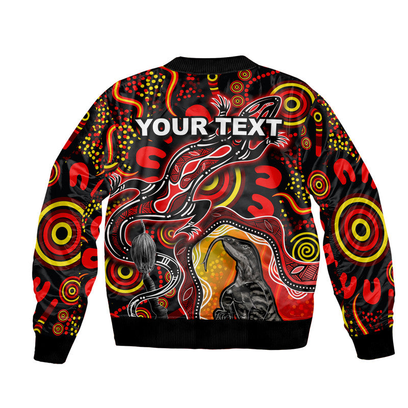 custom-personalised-aboriginal-lizard-bomber-jacket-red-color