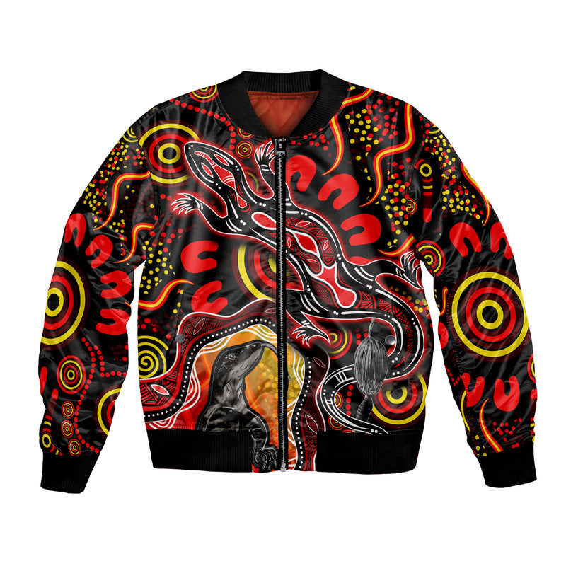 custom-personalised-aboriginal-lizard-bomber-jacket-red-color