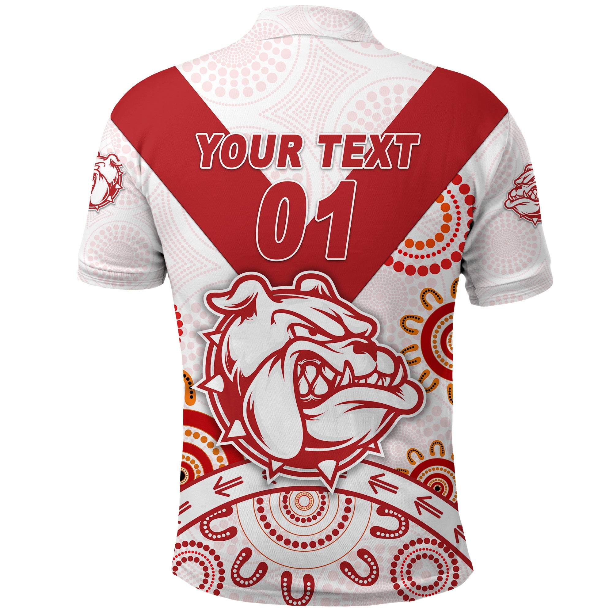 custom-personalised-south-fremantle-football-club-polo-shirt-bulldogs-indigenous-version-white-custom-text-and-number