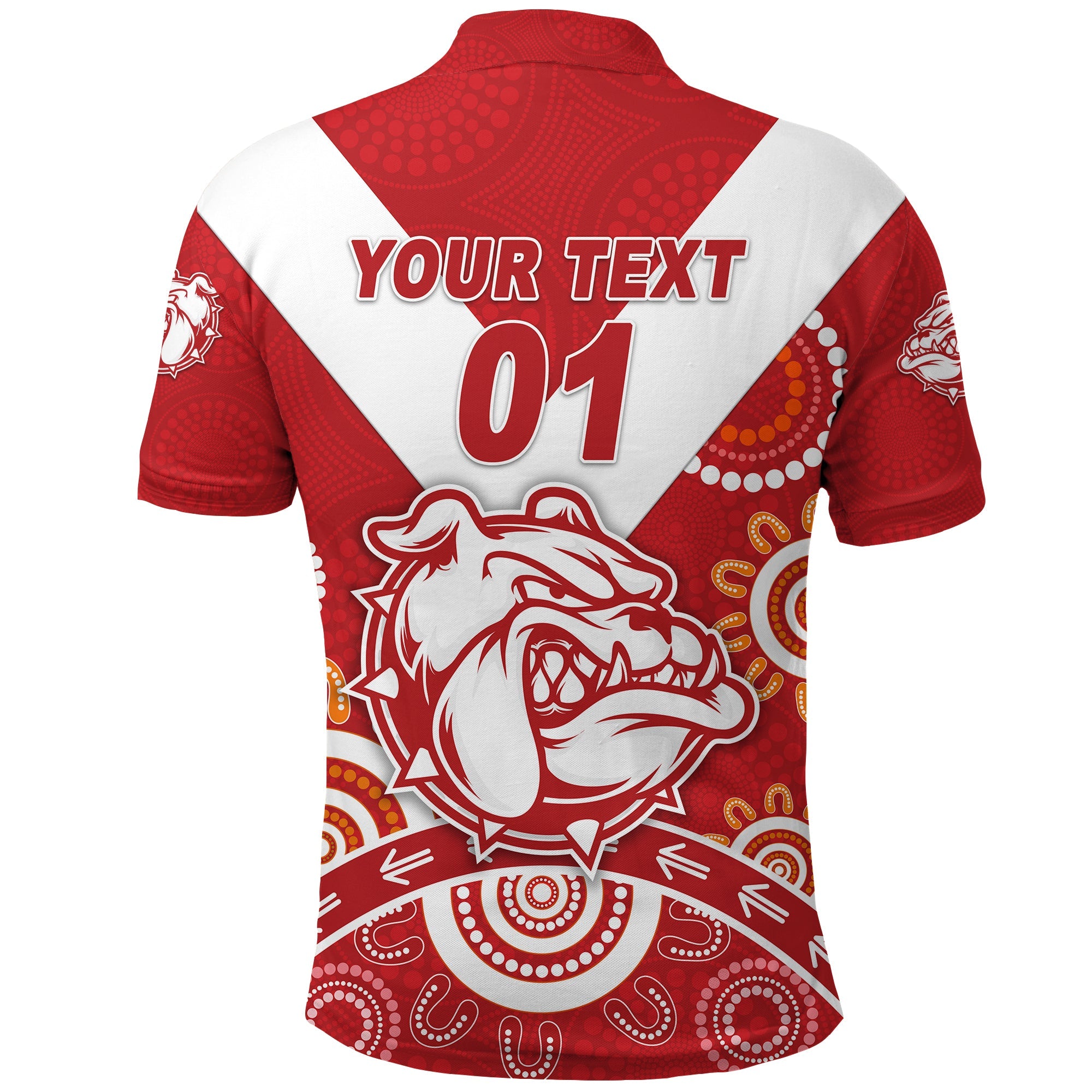 custom-personalised-south-fremantle-football-club-polo-shirt-bulldogs-indigenous-version-red-custom-text-and-number