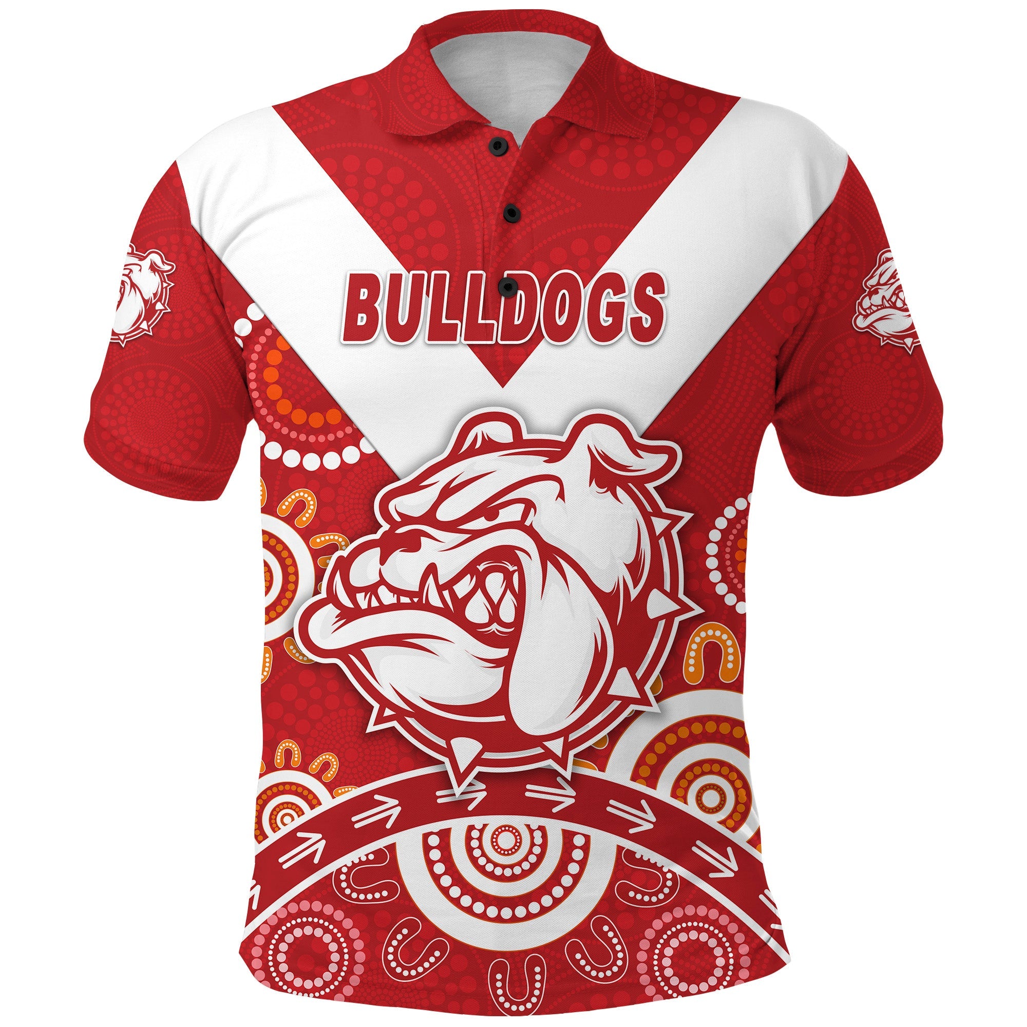 custom-personalised-south-fremantle-football-club-polo-shirt-bulldogs-indigenous-version-red-custom-text-and-number