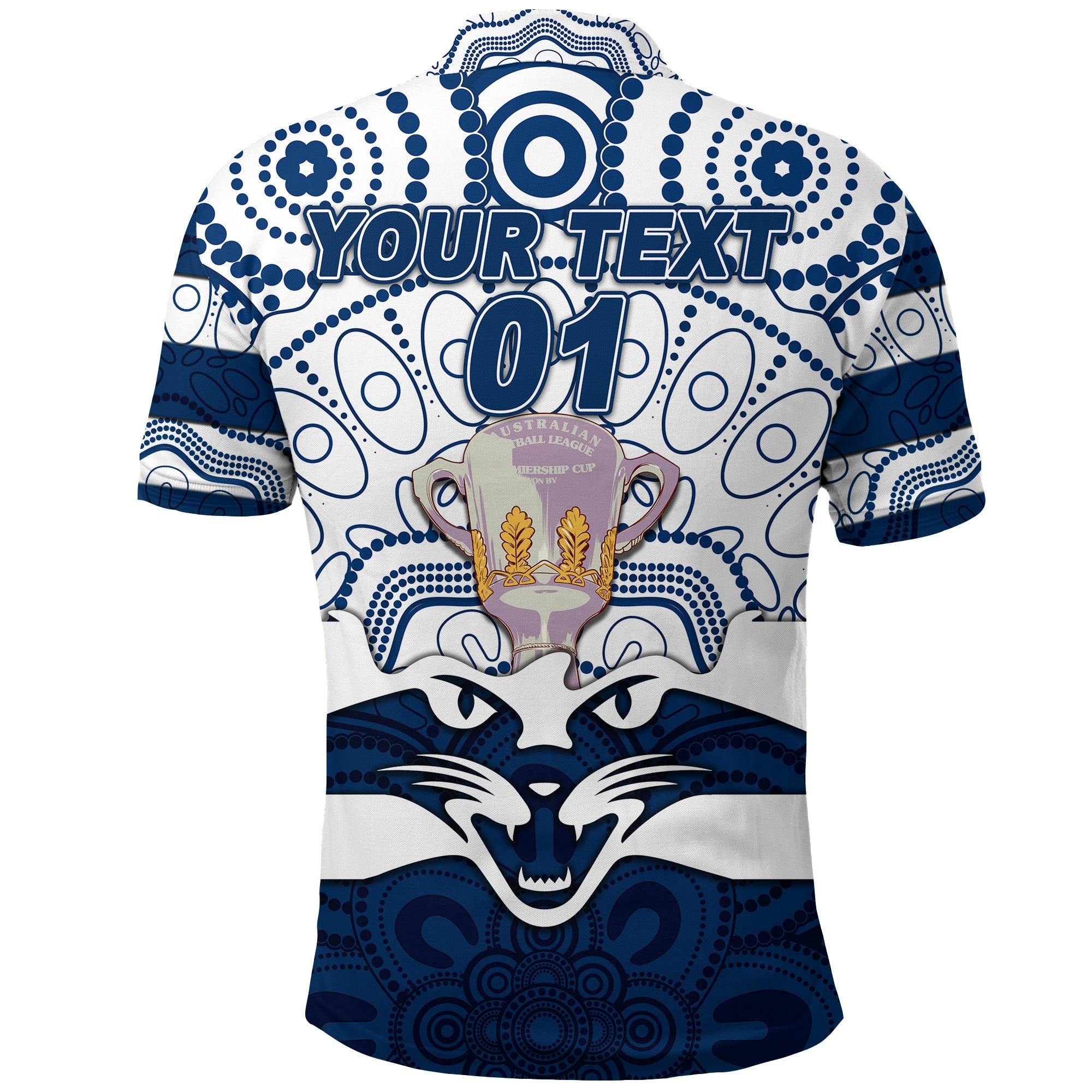 custom-personalised-geelong-cats-indigenous-polo-shirt-football-2021-premiers-trophy-custom-text-and-number