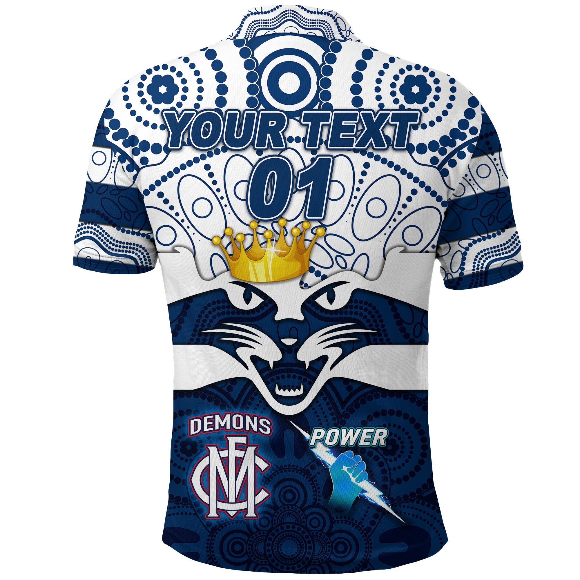 custom-personalised-geelong-cats-indigenous-polo-shirt-football-2021-premiers-the-king-custom-text-and-number