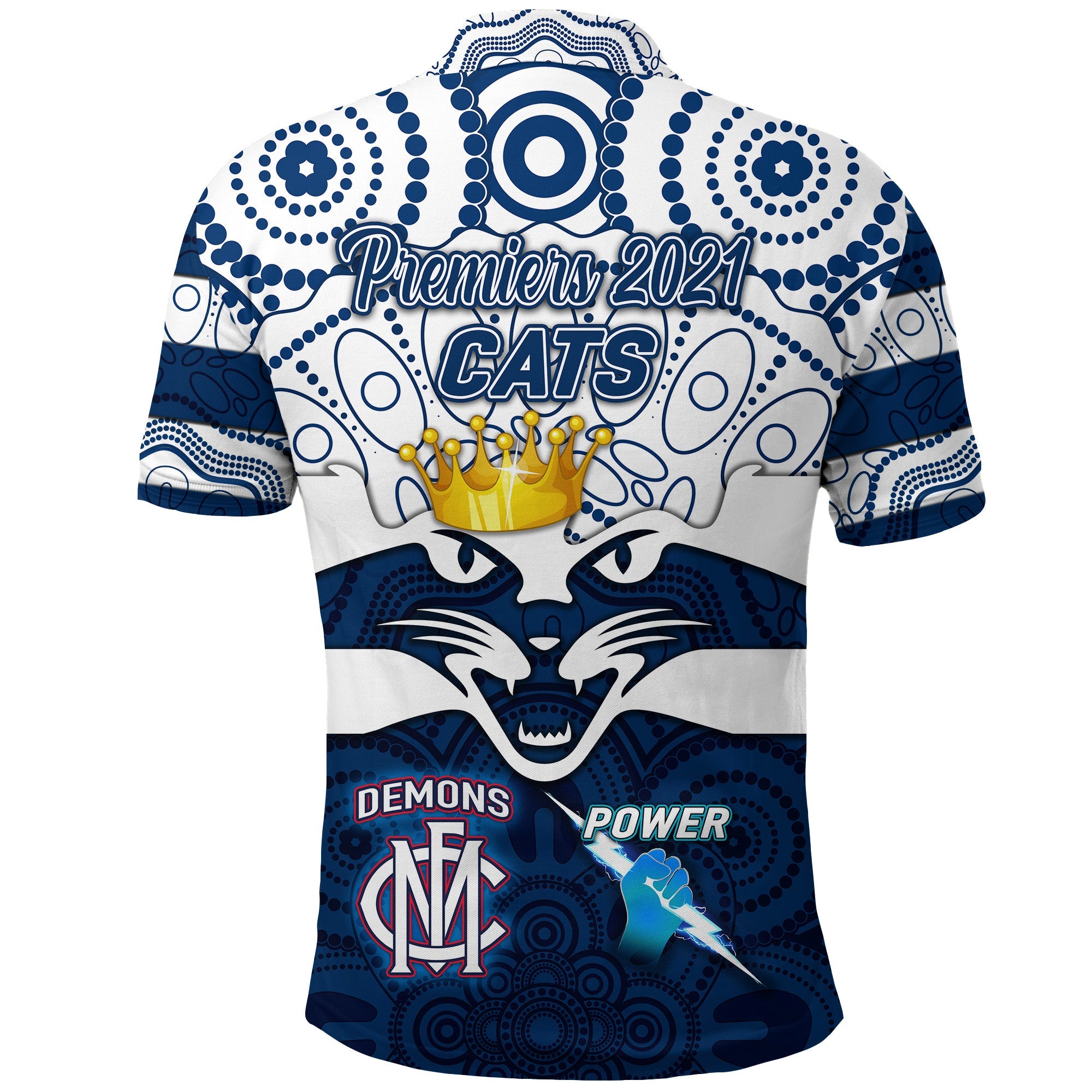 geelong-cats-indigenous-polo-shirt-football-2021-premiers-the-king