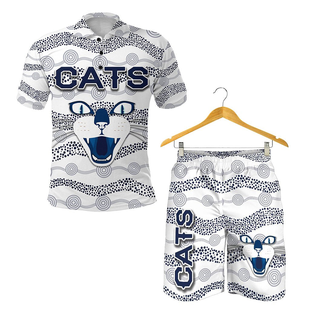 combo-polo-shirt-and-men-short-geelong-cats-indigenous-white