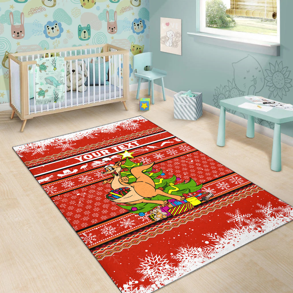 (Custom Personalised) Australia Christmas Kaganroo Aboriginal Pattern Area Rug - LT2