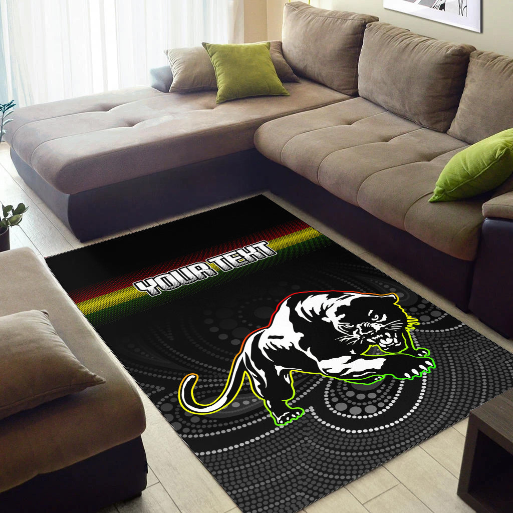 (Custom Personalised) Black Panthers Rugby League Aboriginal Area Rug - LT2