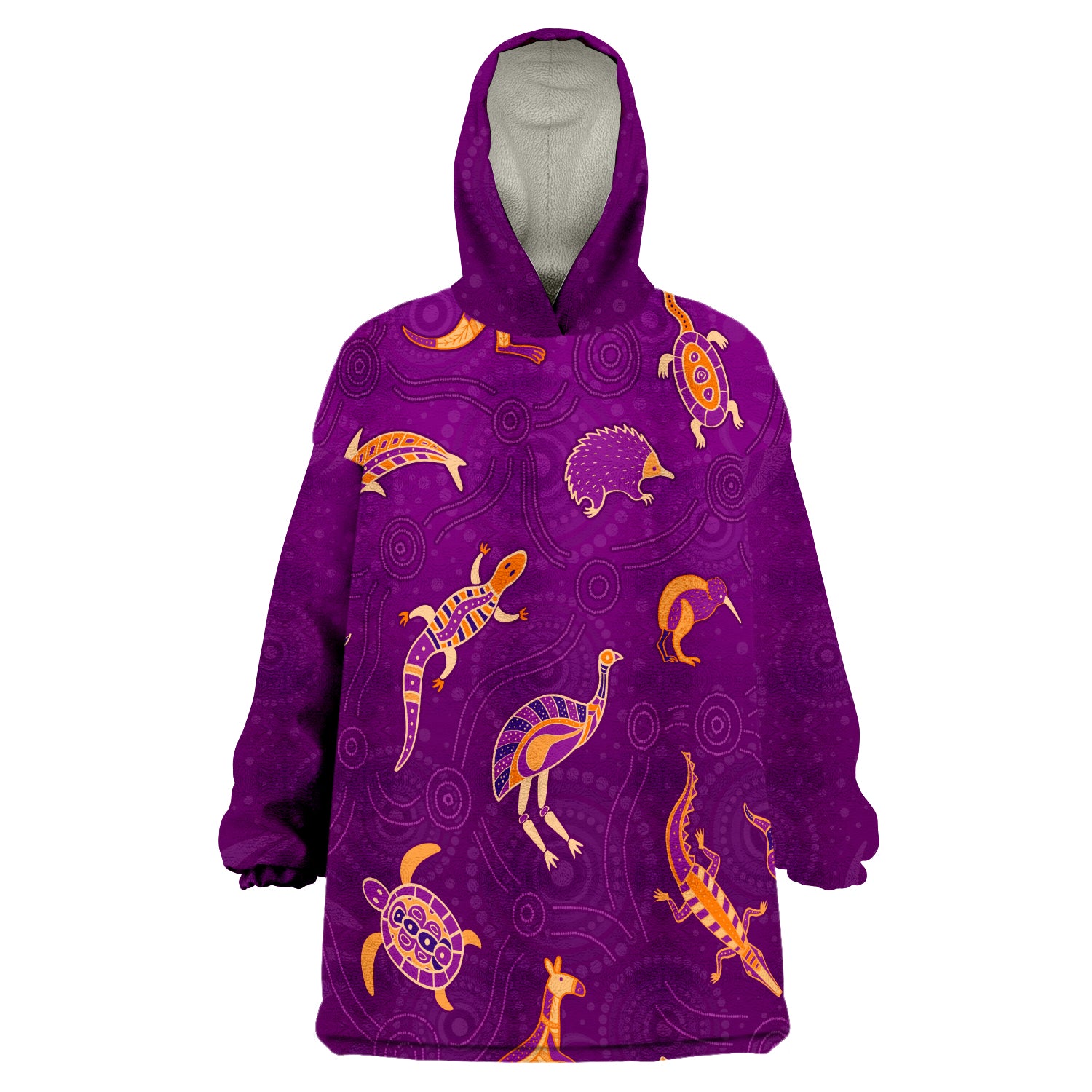 custom-personalised-aboriginal-art-animals-australia-version-purple-wearable-blanket-hoodie