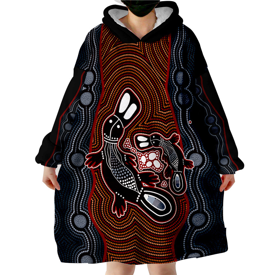 custom-personalised-aboriginal-dot-platypus-victory-wearable-blanket-hoodie